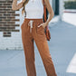 Drawstring Waist Corduroy Pants with Pockets