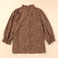 Animal Print Ruffle Collar Flounce Sleeve Blouse
