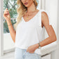 Tie-Shoulder V-Neck Satin Tank Top