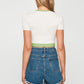Contrast Trim Pointed Hem Ribbed Crop Top