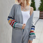 Multicolored Stripe Open Front Longline Cardigan