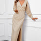Rhinestone Surplice Split Maxi Dress