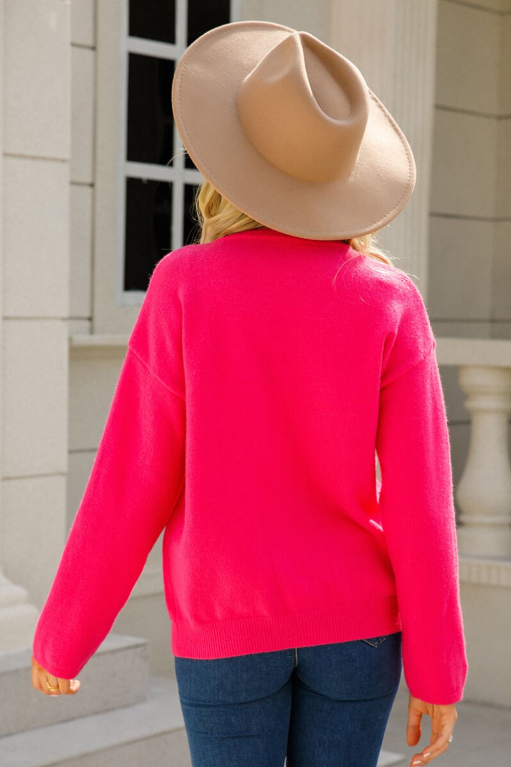 Button-Up Round Neck Cardigan