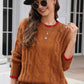 Contrast Trim Cable-Knit Sweater