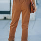 Drawstring Waist Corduroy Pants with Pockets
