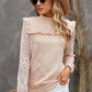 Ruffled Lace Mock Neck Blouse