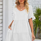 V-Neck Flounce Sleeve Tiered Dress