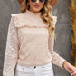 Ruffled Lace Mock Neck Blouse