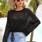 Drawstring Hem Round Neck Cropped Cover Up - Deals DejaVu