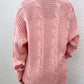 Cable-Knit Open Front Longline Cardigan