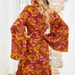 Floral Ruffle Hem Bell Sleeve Dress