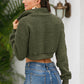 Half Zipper Turn-Down Collar Plush Crop Sweatshirt