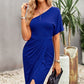Ruched One-Shoulder Tulip Hem Dress