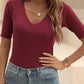 V-Neck Short Sleeve Knit Top