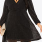 Plus Size Glitter Balloon Sleeve Empire Waist Dress