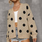 Polka Dot Open Front Dropped Shoulder Cardigan