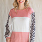 Leopard Color Block Top