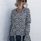 Leopard Tie-Neck Flounce Sleeve Blouse