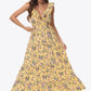 Floral Ruffle Shoulder Tied Maxi Dress