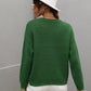 Drop Shoulder Round Neck Ribbed Cuff Sweater