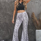 Snakeskin Print Flare Leg Pants