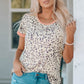 Leopard Contrast Short Sleeve Tee Shirt