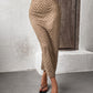 Textured High-Waist Midi Skirt