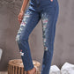 Floral Patch High-Rise Jeans