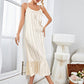 Spaghetti Strap Ruffle Hem Midi Night Dress