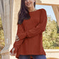 Basic Bae Full Size Ribbed Round Neck Long Sleeve Knit Top