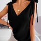Tie-Shoulder V-Neck Satin Tank Top