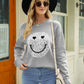 Smiley Face Graphic Dropped Shoulder Sweater