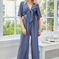 Tie Front Cutout Wide Leg Jumpsuit