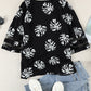 Botanical Print V-Neck Puff Sleeve Blouse