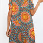 Printed Round Neck Cold-Shoulder Dress