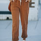Drawstring Waist Corduroy Pants with Pockets