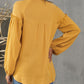 Balloon Sleeve Frill Trim Notched Neck Blouse