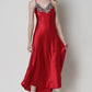 Full Size Lace Trim V-Neck Spaghetti Strap Satin Night Dress