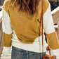 Two-Tone Openwork Rib-Knit Sweater