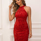 Sequined Round Neck Sleeveless Bodycon Dress