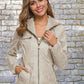 Full Size Zip-Up Hooded PU Jacket