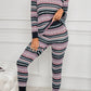 Printed Curved Hem Top and Pants Pajamas Set