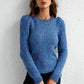 Multicolored Puff Sleeve Ribbed Trim Sweater