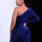 Sequin One-Shouler Tulip Hem Bodycon Dress