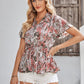 Floral Flutter Sleeve Peplum Blouse