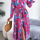 Botanical Print Long Sleeve Shirt Dress