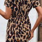 Animal Print Belted Keyhole Round Neck Dress