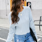Cable-Knit Drop Shoulder Round Neck Sweater