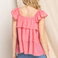 ODDI Full Size Buttoned Ruffled Top