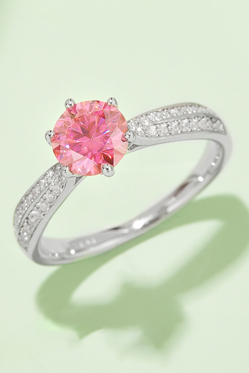 1 Carat Moissanite 925 Sterling Silver Side Stone Ring